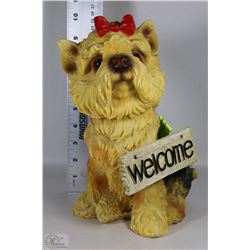 LITTLE TERRIOR PUPPY HOLDING WELCOME