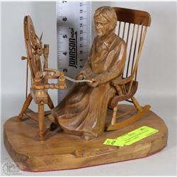 HAND CARVED WOODEN STATUE SIGNED C. CARON