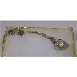 STERLING SILVER HEART WITH PEARL NECKLACE