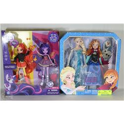 LOT OF 2 GIRL DOLL SETS INCLUDING ANNA AND ELSA