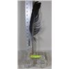 Image 1 : 2 GLASS INKWELLS AND FEATHER RIB