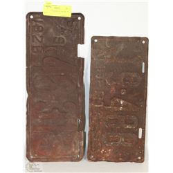 2 LICENSE PLATES 1932 AB AND 1926 SASK