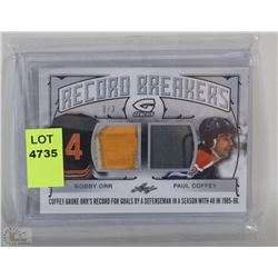 BOBBY ORR/ PAUL COFFEY GAME USED JERSEY CARD