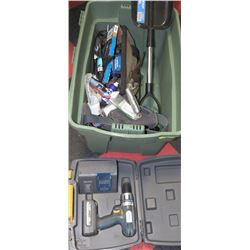 LARGE GREEN BIN WITH TOOLS INCL.