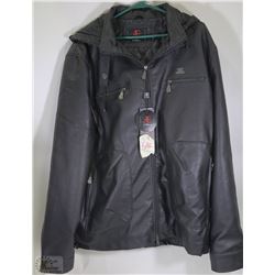 NEW EMPORIO JACKET FAUX LEATHER WITH HOOD L/XL