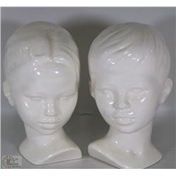 SET OF BOY AND GIRL PORCELAIN BUSTS