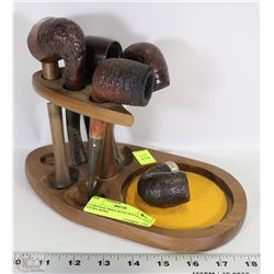 5 VINTAGE PIPES WITH HOLDER AND EXTRA BOWL