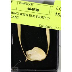 10K O-RING WITH ELK IVORY TOOTH PENDANT