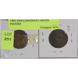 TWO 1919 CANADIAN LARGER PENNIES