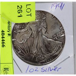 AMERICAN 1-OZ FINE SILVER 1991 COIN