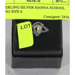 STERLING SILVER HANNA SCHOOL RING SIZE 6