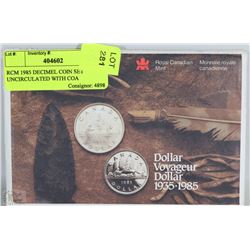 RCM 1985 DECIMEL COIN SET UNCIRCULATED WITH COA