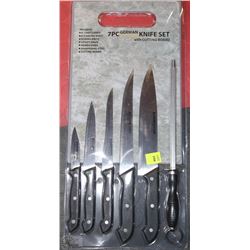 NEW GERMAN STYLE 7 PC KNIFE SET WITH CUTTING BOARD