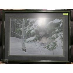 JORGE MAYOL "EDGE OF THE WOODS" WOLF UNDER SPRUCE