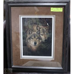 LARRY FLANNING "TIMBER MATES" PORTRAIT OF 2 WOLVES