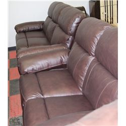 WHISTLER BROWN LEATHER RECLINING SOFA & LOVESEAT