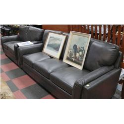 NEW CHARCOAL LEATHERETTE SOFA AND LOVE SEAT