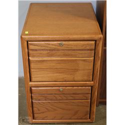 SMALL 2 DRAWER WOOD FILING CABINET WITH FOLDERS