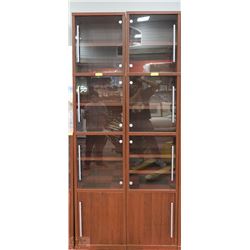 LARGE 8' TALL AND NARROW 4 DOOR WOOD TONE