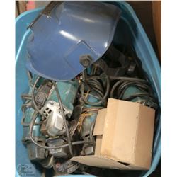 POLICE SEIZURE LARGE TOTE OF ANGLE GRINDERS AND