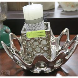 ESTATE FRUIT BOWL AND CANDLE HOLDER SET