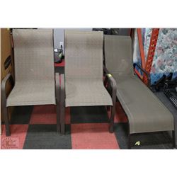 LOT OF 3 MATCHING PATIO CHAIRS INCLUDING LOUNGER