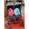 Image 1 : BABY TRENDS DOUBLE STROLLER WITH 2 TABLE SEATS