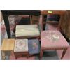 Image 1 : NEEDLEPOINT ESTATE SIDECHAIR WITH 4 ASST. STOOLS