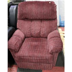 BURGUNDY FABRIC ROCKER RECLINER