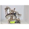 Image 1 : VINTAGE SPELTER REARING HORSE AND RIDER SCULPTURE