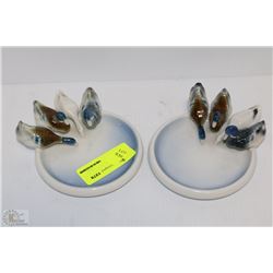 PAIR OF GERMAN HANDPAINTED DUCK ASHTRAYS