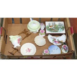 ESTATE FLAT OF ASST PORCELAIN ORNAMENTS,