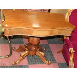 ESTATE WOOD CARVED FOLD OUT SIDE TABLE