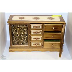 GOLD TONE HANDPAINTED JEWELLERY BOX