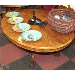 37" X52" X 22"H BIRDS EYE MAPLE WOOD CARVED COFFEE