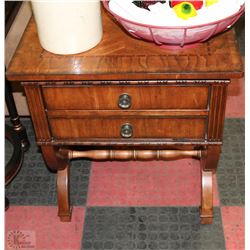 24" X 16" X26"H 2 DRAWER WOOD CARVED END TABLE