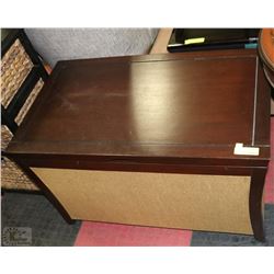 25" X 34" X20"H WOOD AND WICKER CHEST