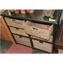 33" X 13" X30"HIGH  WICKER DRAWER WOOD SHELF