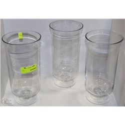 SET OF 3 GLASS VASES