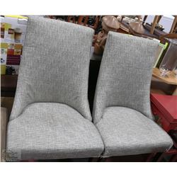 PAIR OF GREY FABRIC SIDECHAIRS(MINOR DAMAGE)