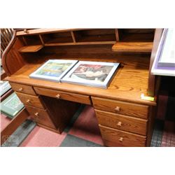 56" X 23" X 46"H OAK ROLL TOP DESK
