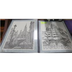 PAIR OF 13" X 17" FRAMED AND SIGNED LAZZO