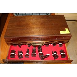 VINTAGE ORIENTAL CARVED STONE CHESS SET WITH