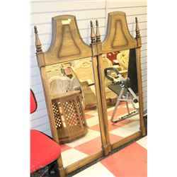 PAIR OF VINTAGE WOODEN MIRRORS