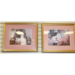 PAIR OF LARGE FRAMED CAT LITHOGRAPHS 26"X22"