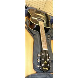 IBANEZ ACCOUSTIC BLACK GUITAR IN SOFT CASE