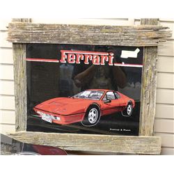 FRAMED GLASS PICTURE OF A 1957 FERRARI BARN STYLE