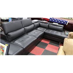 NEW BLACK LEATHERETTE LARGE LIFT-BACK SECTIONAL