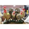 Image 1 : 4 LARGE CARVED WOODEN ROOSTERS 20"H