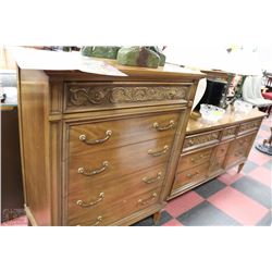 ESTATE 1980'S WOOD CARVED 5 DRAWER CHEST OF